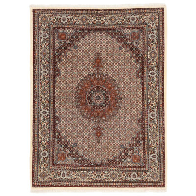 Persian Silk Carpet Hand-Knotted Original in Golabetoon Riz Mahi Brown