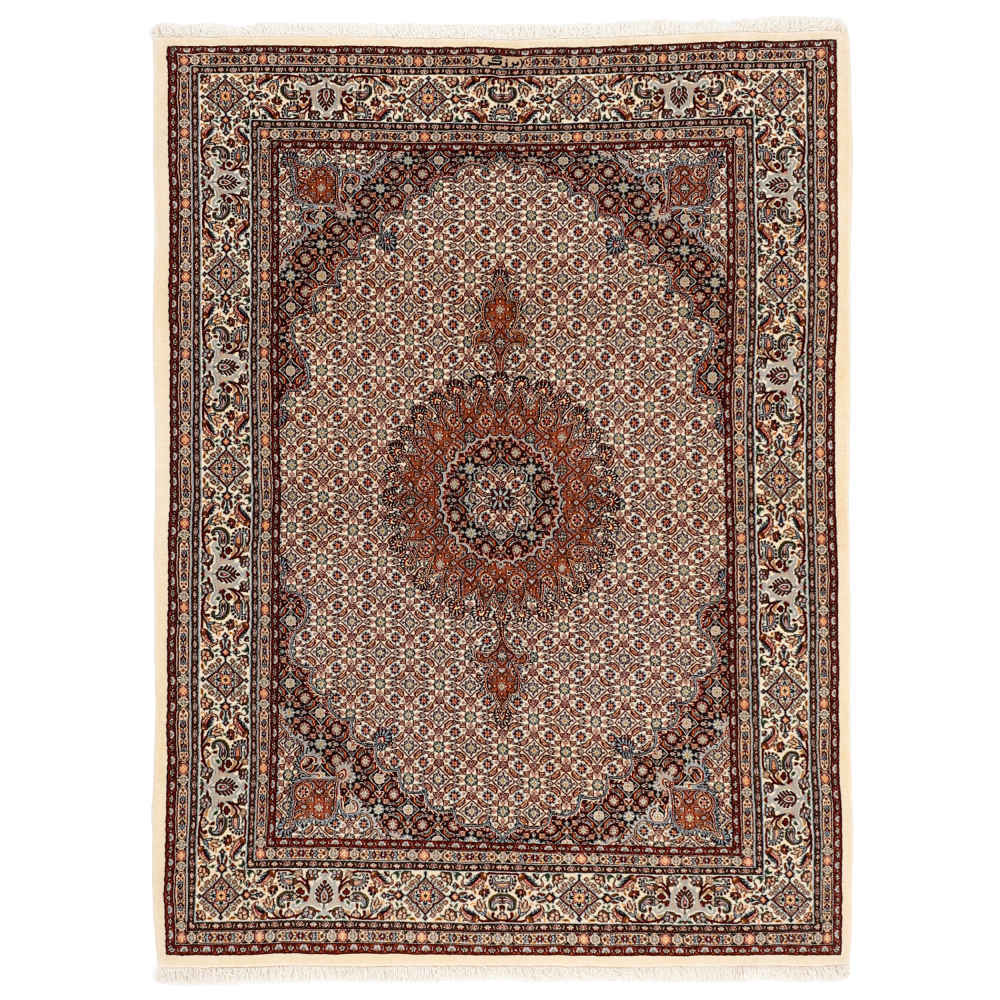 Persian Silk Carpet Hand-Knotted Original in Golabetoon Riz Mahi Brown