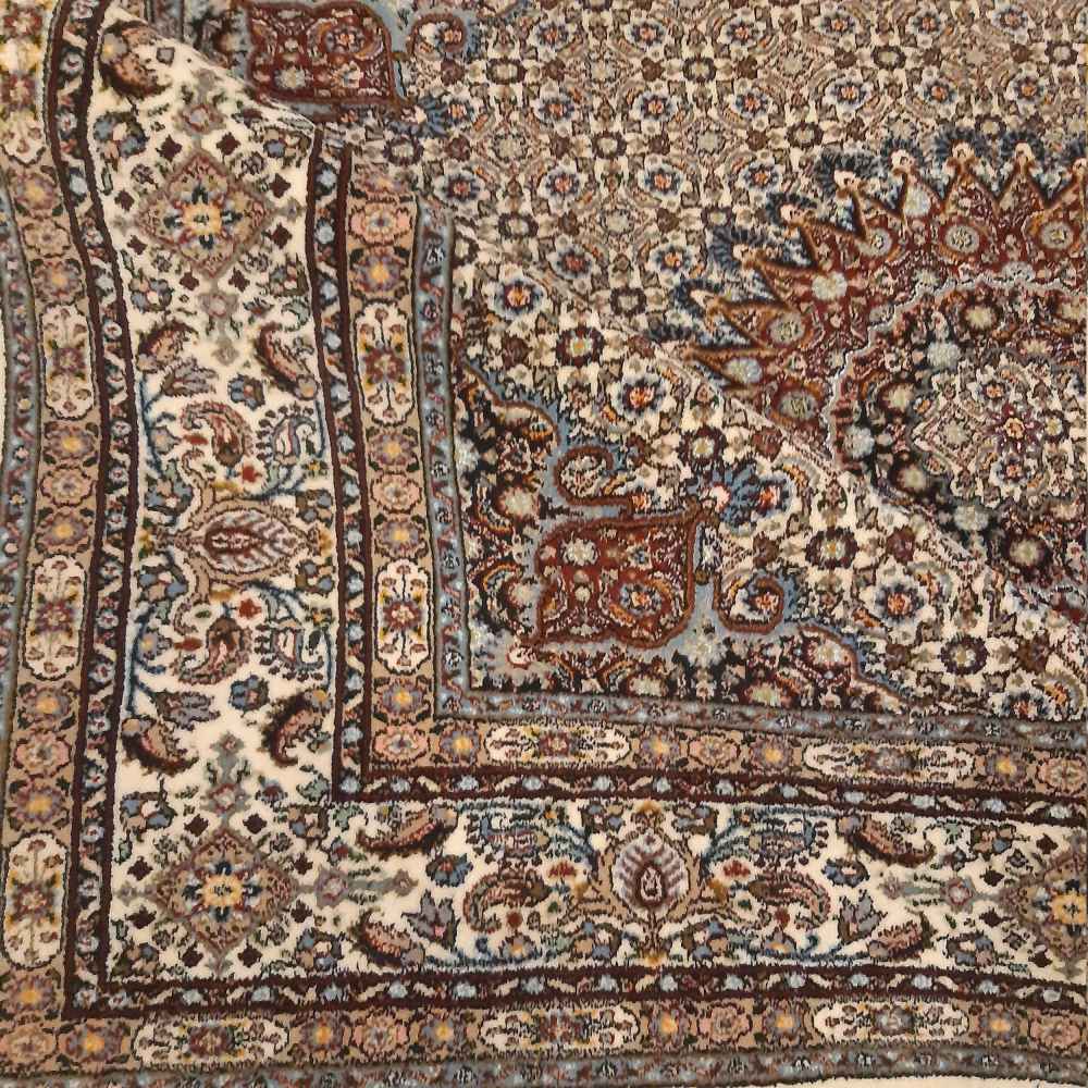 Persian Silk Carpet Hand-Knotted Riz Mahi in Birjand Brown