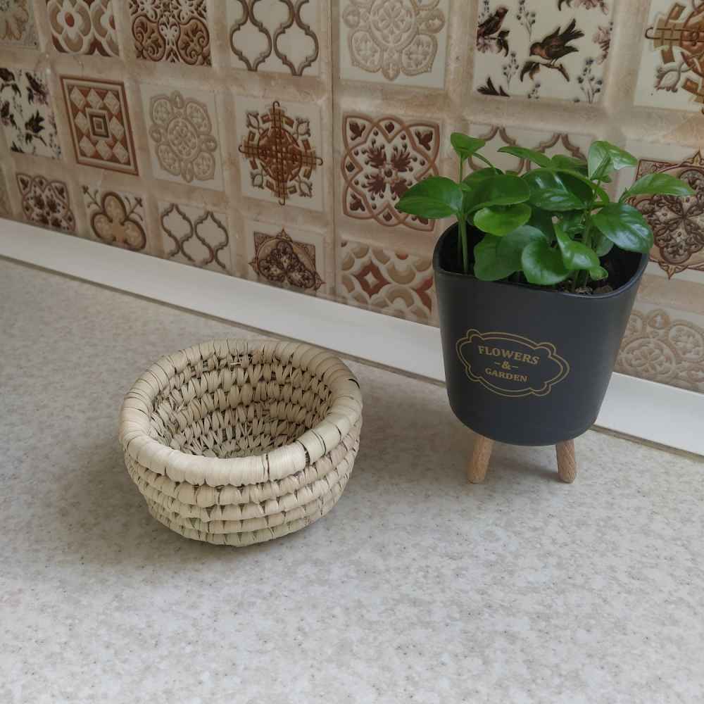 Persian Handwoven Palm Leaf Storage Basket Model Afrina