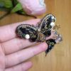 Handmade Feminine Beaded Brooch Pin – Black Butterfly Model