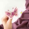 Handmade Feminine Beaded Brooch Pin – Pink Butterfly Design