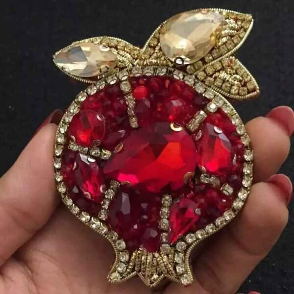 Handmade Feminine Beaded Brooch Pin – Pomegranate Model