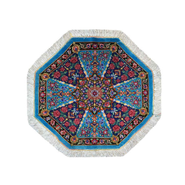 Hand-Knotted Persian Carpet Theme Silk Tablecloth Blue