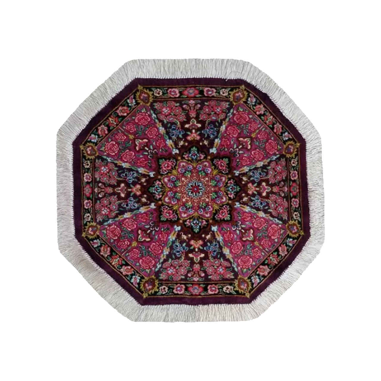 Hand-Knotted Persian Carpet Theme Silk Tablecloth Red