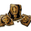 Hand-Knotted Persian Carpet Theme Silk Tablecloth Dark Golden
