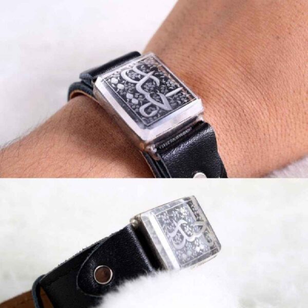 Islamic Brown Leather Bracelet for Men with Buckle Clasp