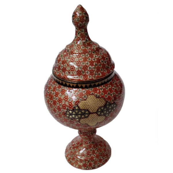 Handcrafted Persian Copper Sugar Bowl Decorated with Khatam Marquetry Art Salva