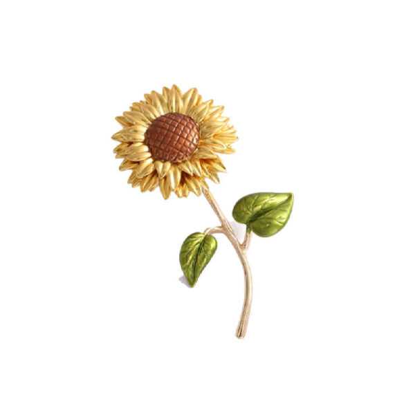 Flower Brooch Pin – Metal Sunflower Design