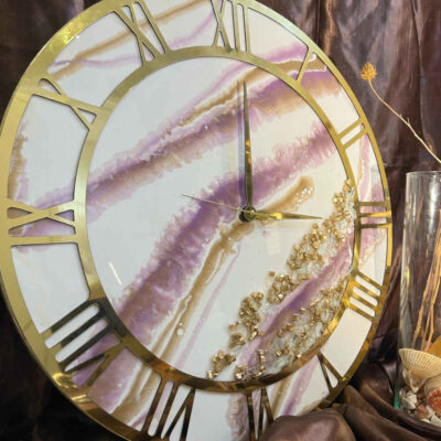 Handcrafted Resin Wall Clock – Abstract Style Marble Design