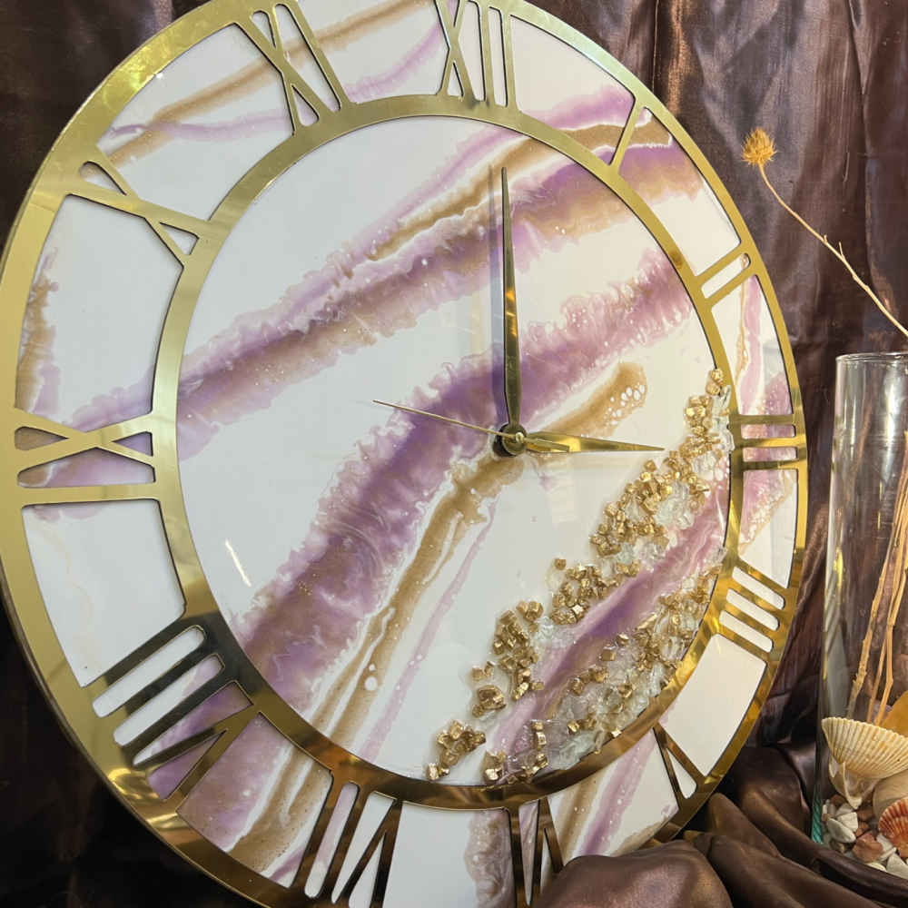 Handcrafted Resin Wall Clock – Abstract Style Marble Design