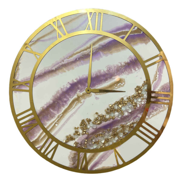 Handcrafted Resin Wall Clock - Abstract Style Marble Design