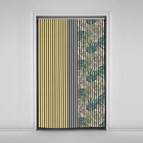 Velvet Vertical Blind Curtain – Abstract Leaf Print