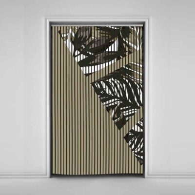 Velvet Vertical Blind Curtain – Abstract Leaves Print