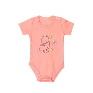 Pink Short-Sleeve Baby Onesies Bodysuit