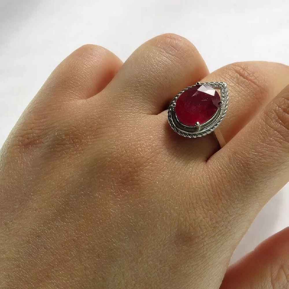 Red Ruby Engagement Silver Ring Bliss for Women Kiana Ashki