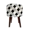 Luxurious Velvet Footstool with Wooden Legs Round Flower