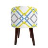 Luxurious Velvet Footstool with Wooden Legs Round Haleh