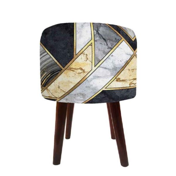 Round Geometric Velvet Footstool Model Marble