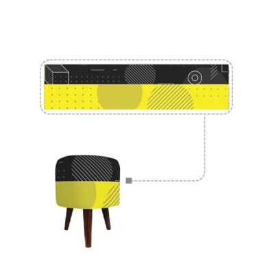 Luxurious Velvet Footstool with Wooden Legs Round Rahil