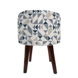 Round Geometric Velvet Footstool Model Vania