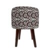 Luxurious Velvet Footstool with Wooden Legs Round Royal