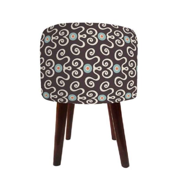 Luxurious Velvet Footstool with Wooden Legs Round Royal