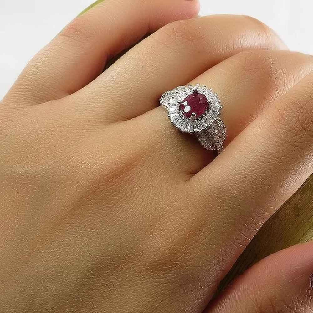 Red Ruby Engagement Silver Ring Bliss for Women Kiana Khatoon