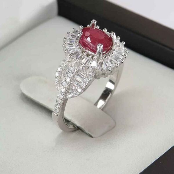 Red Ruby Engagement Silver Ring Bliss for Women Kiana Khatoon