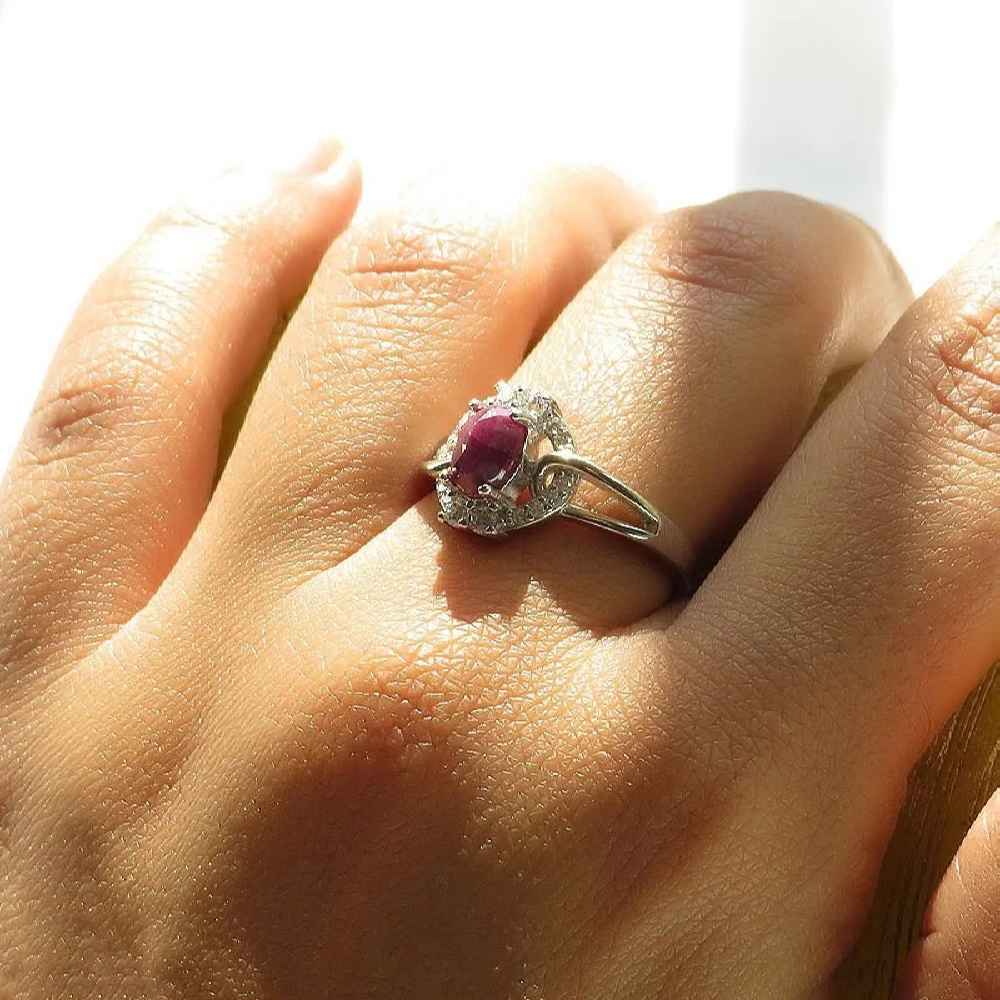 Red Ruby Engagement Silver Ring Bliss for Women Kiana Nastaran