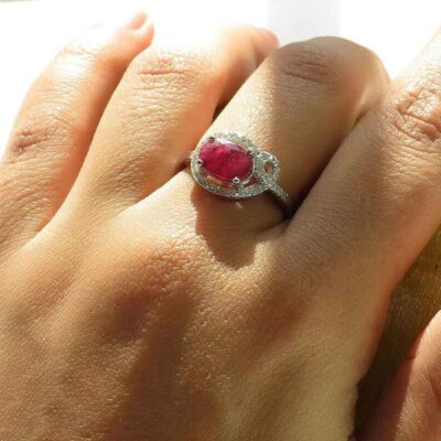 Red Ruby Engagement Silver Ring Bliss for Women Kiana Sarvenaz