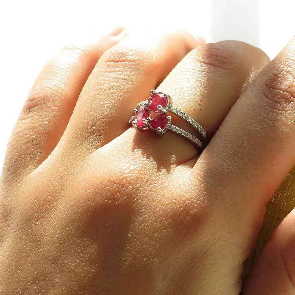 Red Ruby Engagement Silver Ring Bliss for Women Kiana Soha