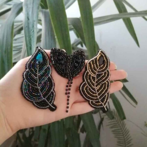 Set of 3 Handmade Feminine Beaded Brooch Pins