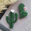 Set of 2 Handmade Feminine Beaded Brooch Pins – Cactus Model