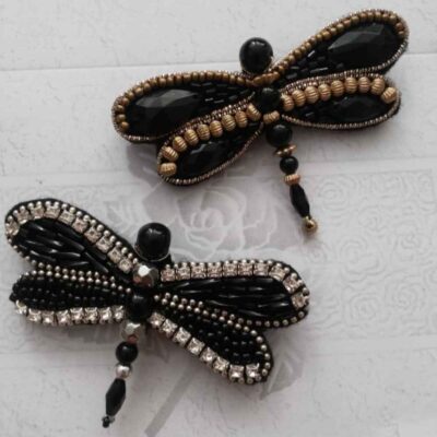 Set of 2 Handmade Feminine Beaded Brooch Pins