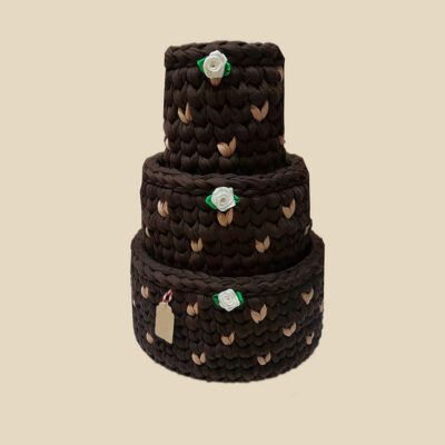Set of 3 Crochet Storage Baskets Yarn Model Ghalbi