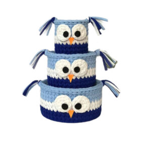 Set of 3 Crochet Storage Basket Model Owl