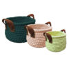 Set of 3 Crochet Storage Baskets Yarn With Handles