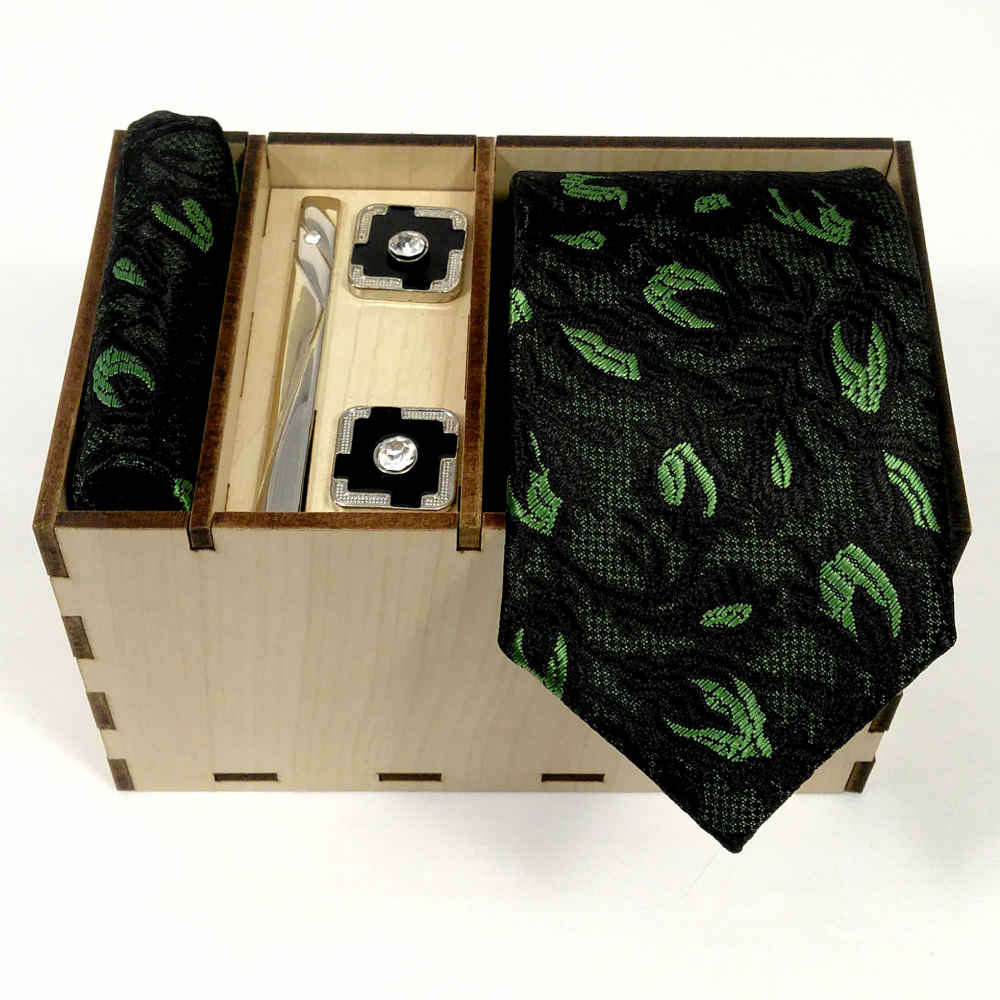 Men’s Tie, Handkerchief & Cufflinks Neckwear Set – Luxurious Alma