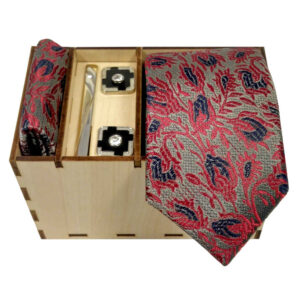 Red Tie, Handkerchief & Cufflinks