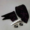 Men's Tie, Handkerchief & Cufflinks Neckwear Set - Luxurious Boteh