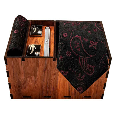 Men’s Tie, Handkerchief & Cufflinks Neckwear Set – Luxurious Boteh