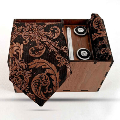 Men’s Tie, Handkerchief & Cufflinks Neckwear Set – Luxurious Dora
