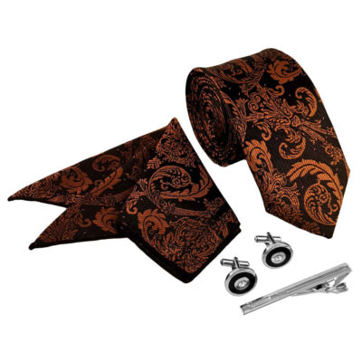 Men’s Tie, Handkerchief & Cufflinks Neckwear Set – Luxurious Dora