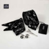 Men's Tie, Handkerchief & Cufflinks Neckwear Set - Luxurious Flower