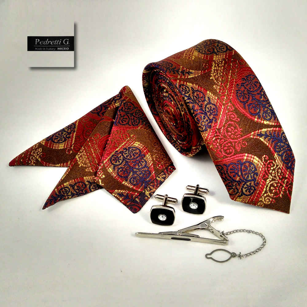 Men’s Tie, Handkerchief & Cufflinks Neckwear Set – Luxurious Luka