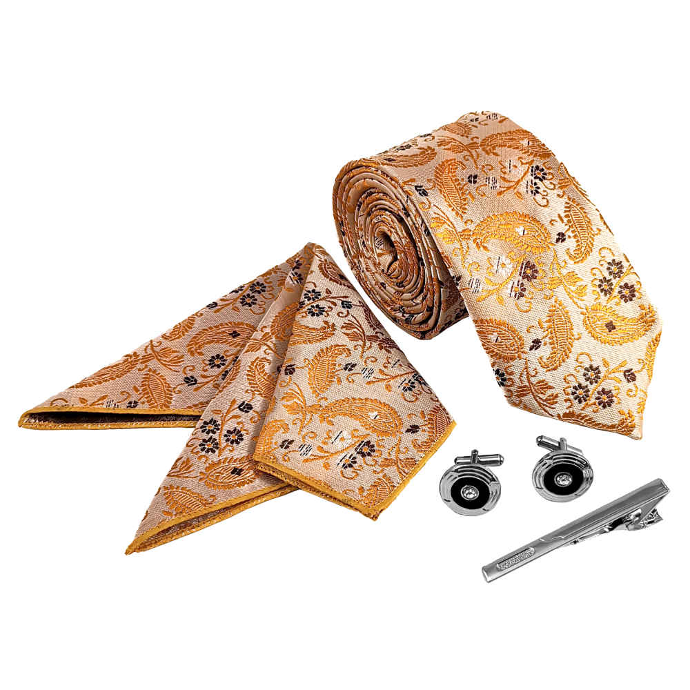 Men’s Tie, Handkerchief & Cufflinks Neckwear Set – Luxurious Saman