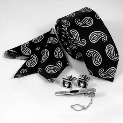 Men’s Tie, Handkerchief & Cufflinks Neckwear Set – Luxurious Sonati