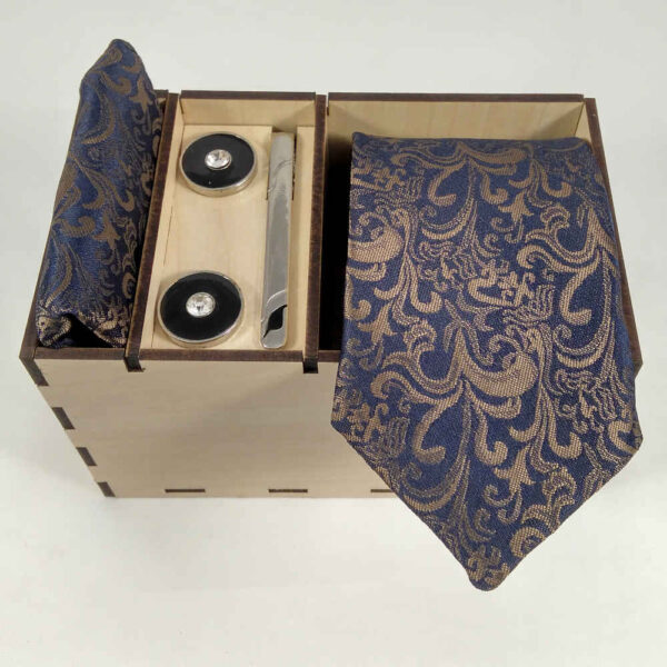 Men's Tie, Handkerchief & Cufflinks Neckwear Set - Luxurious Kian