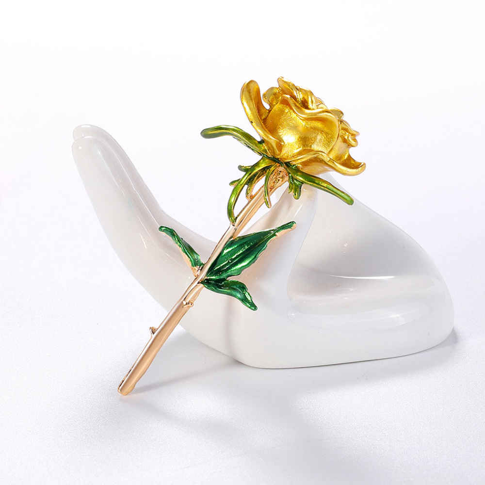 Flower Brooch Pin – Steel Rose Design